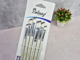Pack 6 pinceles mgo blanco cerda borde negro BOLONG angular 